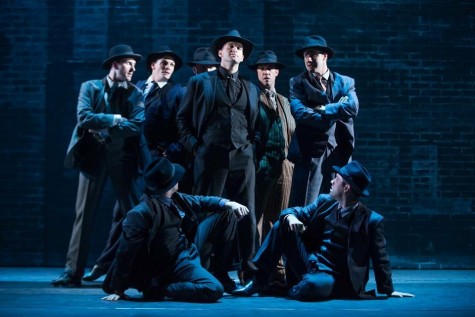The ensemble of gangsters and  Cheech (Jeffrey Brooks), center, during the tap number, “Tain't Nobody's Biz-ness If I Do.”