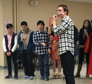 Chinese 3 student Justin Prindle played “Mo Li Hua”, “The Jasmine Flower” on the traditional Chinese flute.