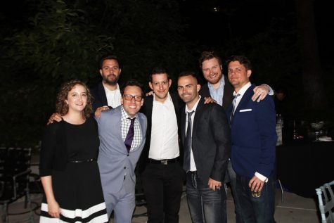 Adam Carr (third from left) with producer Nic Shafer (third from right), director Craig Tovey (second from left) and the cast of "The Call Room." 