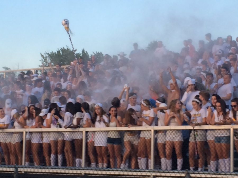Solon fans cheer the Comets on to a 36-6 win in Aurora last Friday.