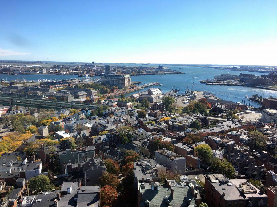 A view of Charlestown, Massachusetts, from the top of the Bunker Hill Monument.