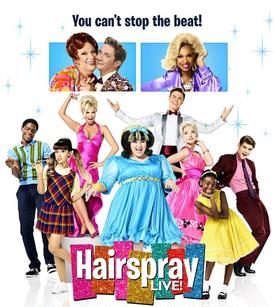Hairspray Live! stars Kristin Chenoweth, Dove Cameron, Jennifer Hudson, Ariana Grande and Harvey Fierstein. 