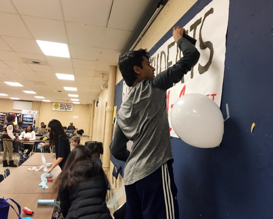 Members of UNICEF and Student Council decorated the cafeteria and Senior Commons to advertise tickets for the raffle and, for seniors, for the ability to play in the game.