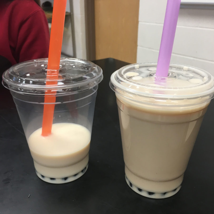 The bubble tea was sold in three flavors: almond, strawberry and traditional.