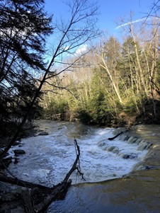 Photo taken by Kayleigh Sell of the Chagrin River running through the South Chagrin Reservation