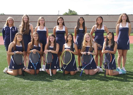 The girls JV tennis team picture from the 2020-2021 fall season. Photo Courtesy of Visual Sports