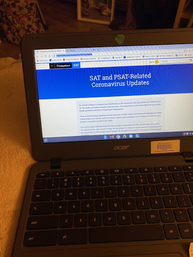 SHS senior reads the COVID-related protocols found on the College Board website while preparing for the upcoming SAT on Dec. 5th, 2020 (https://pages.collegeboard.org/sat-covid-19-updates). 
