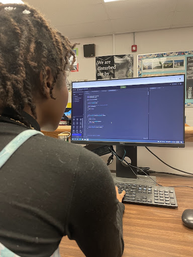 SHS senior Kiera Hale works on her code for her AP Computer Science assignment.
