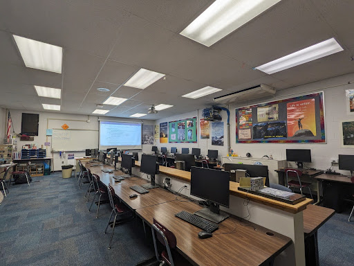 McKeens APCSA classroom (room 221). Roomy, carpeted and with unique toys, many students find this classroom to be their favorite class.