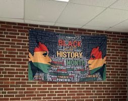 A Black History Month poster by the cafeteria.