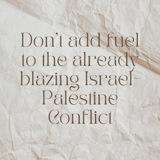 Dont add fuel to the already blazing Israel-Palestine conflict