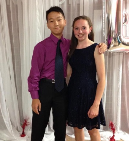 Bryan Park and Elsa Mabey in the lobby outside of the gym