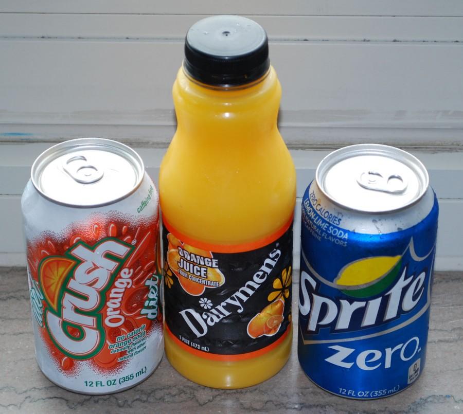 A few of the sugary, unhealthy drinks provided by Solon's vending machines.