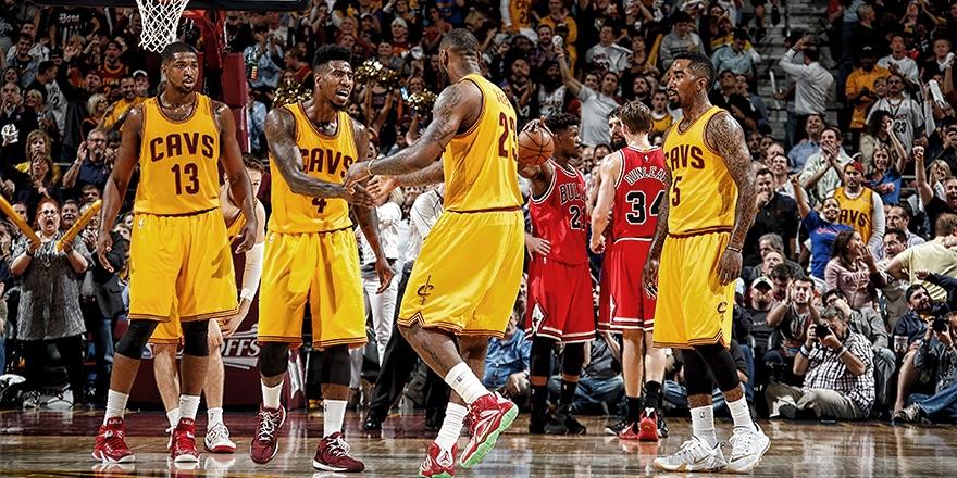 LeBron James communicating with his teammates during the 2nd round of the 2014-15 NBA Playoffs. 