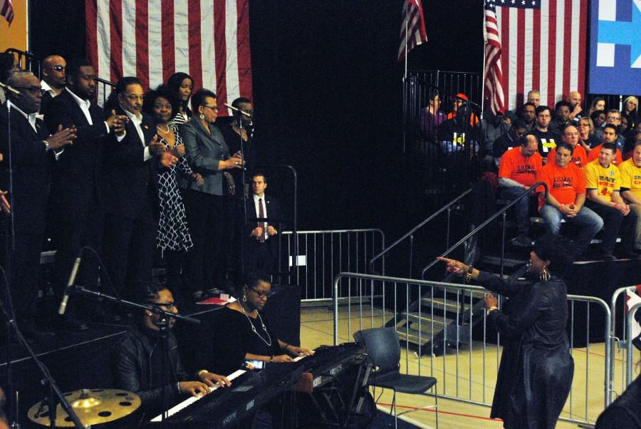 “I love Hillary Clinton, it’s an honor and I enjoy supporting her this way,” said Tina Farmer, who sang the national anthem and directed the Imani Temple choir at the Cleveland rally. “I love her fight for racial equality and women’s rights and I believe she has what it takes to get the job done. We need someone who truly is for the people.”