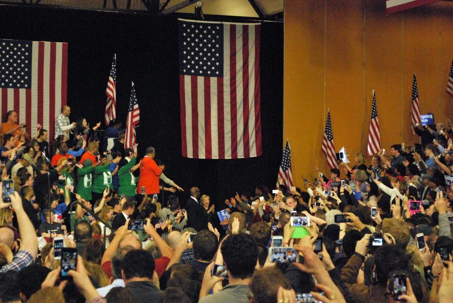 Clinton supporters cheered as the Secretary entered the gymnasium, and many rushed to shake her hand and take selfies with her at 10 p.m. when her speech ended.