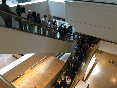 SHS students crowded the escalator in anticipation of the films.