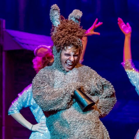 J.R. as Donkey is SHS Drama Club's production of Shrek the Musical