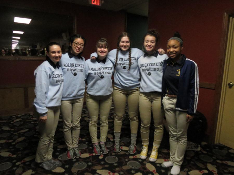 The girls bowling team after their tournament in Garrettsville.  