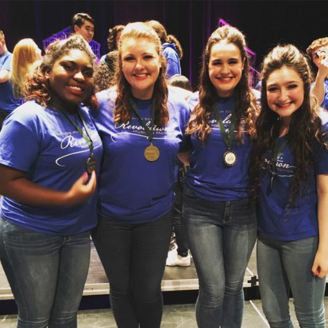 MIM members (from left) Kennedy Brooks, Michelle Kramarovsky, Meredith Maiorana, and Sydney Klein after their sweep at the Medina Midwest Showcase 2017. 