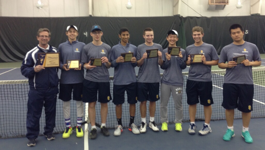 The SHS boys varsity tennis team, dedicates practice time to advancing to states. From left: Coach Jim Elwing, Vlad Rotnov, Danny Prokopius, Kavi Jain, Jake Novack, Luke Qin, Kevin Johnson and Thomas Liu.