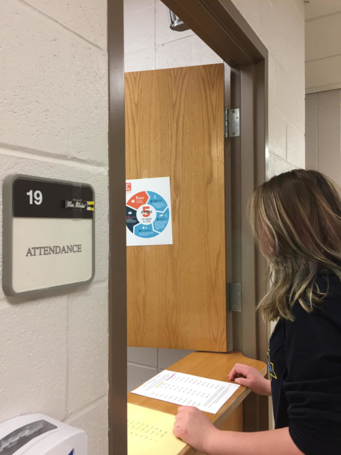 Student waits for late pass after arriving tardy.