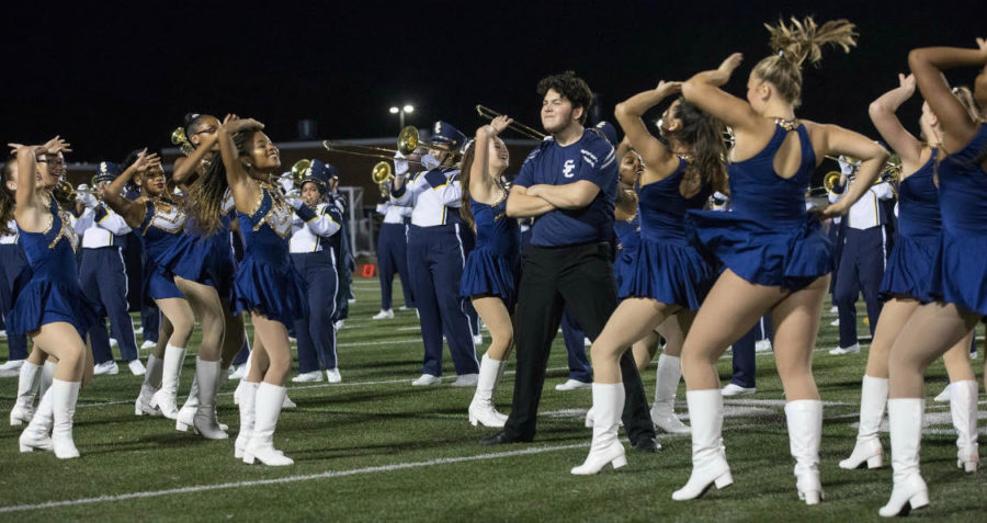 Giovanni Castiglione dancing with the Starlettes. Courtesy of the Solon Starlettes' Facebook. Photo taken by T.A. Badowski.