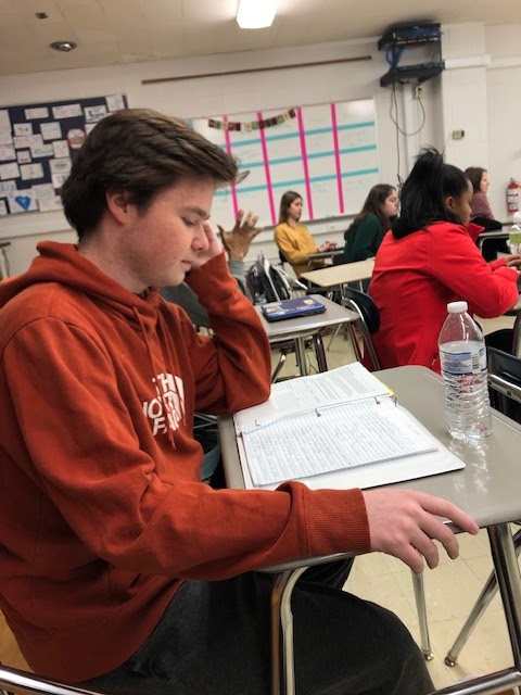 Matt Ponikvar studying for a test. Photo taken by Alex Lavine.