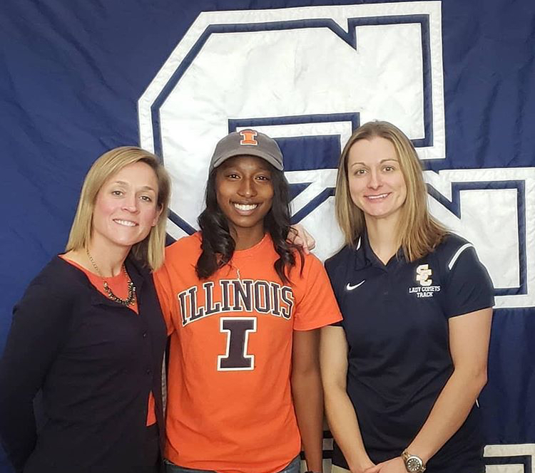 Olivia Howell committed to University of Illinois for track on Signing Day. Photo courtesy of her instagram.