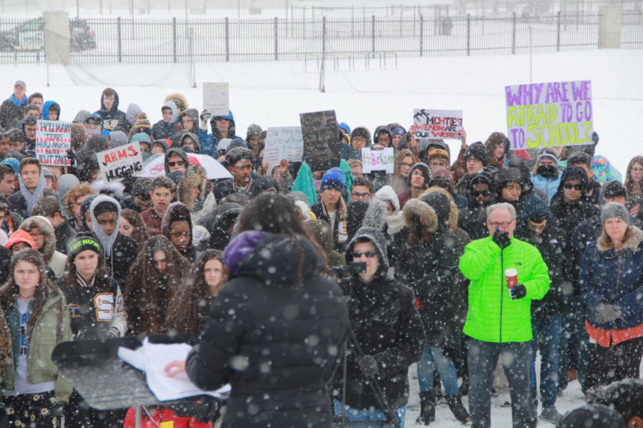 SHS students walkout for Parkland. Photo courtesy of Rishi Narahari.