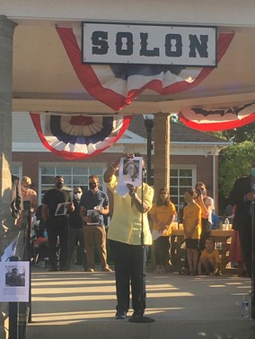 At a Black Lives Matter protest in Solon, multiple people spoke out about the numerous Black people who have been killed by the police without justice. Photo Courtesy ofMatthew Headen 
