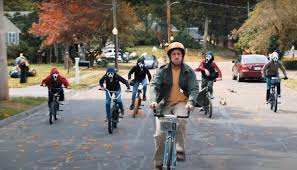  In this scene, Hubie is biking away from his young bullies