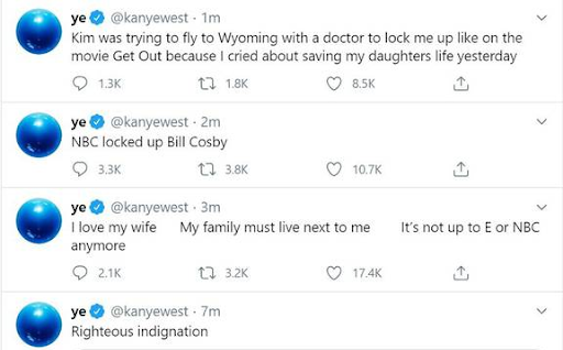 A sample of Ye's twitter comments.