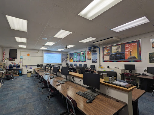 McKeen's APCSA classroom (room 221). Roomy, carpeted and with unique toys, many students find this classroom to be their favorite class.