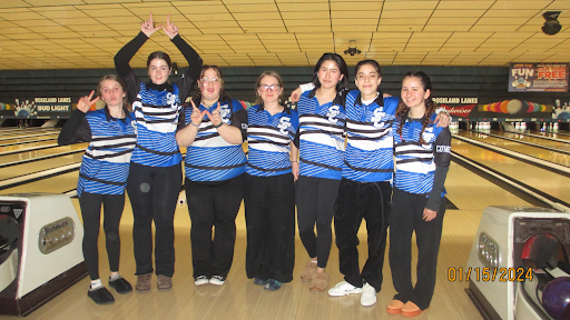 Pictured left to right: Kennedy Prelog, Katie Westrich, Danica Wood, Evie Prelog, Zukhra Shopulatova, Marina Catalano and Ella Giallanza