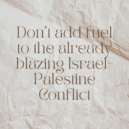 Don't add fuel to the already blazing Israel-Palestine conflict