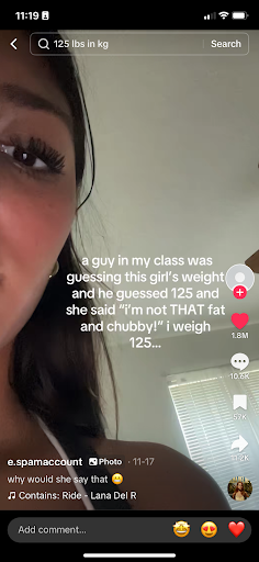 TikTok about an overheard discussion of weight. 