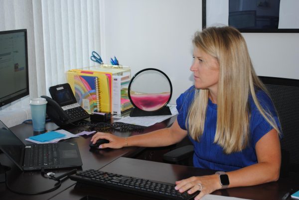 Suzanne Chin in her office. Photo taken by Abigail Goodman.