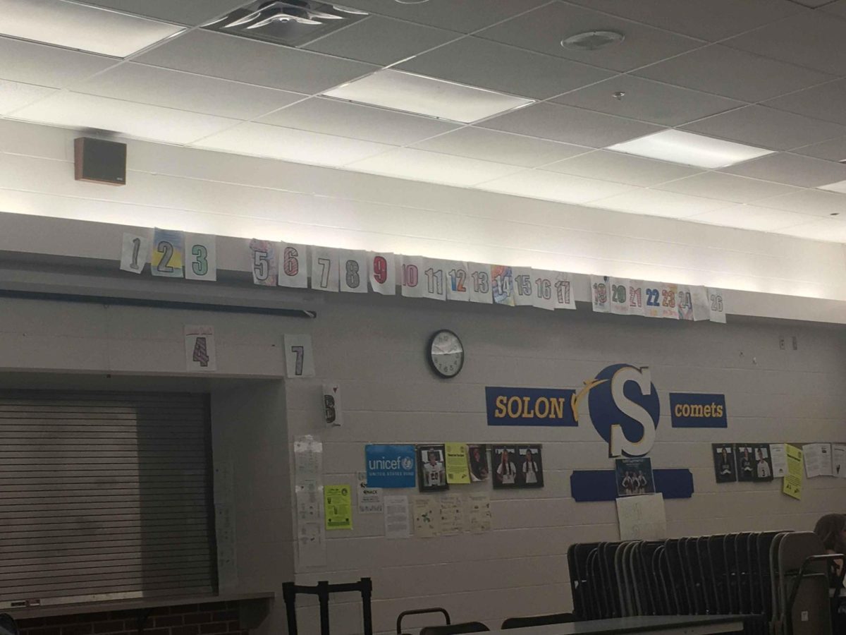 Seniors put up a countdown to the last day in Senior Commons. 