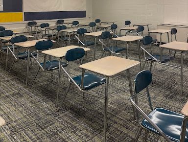 Solon High School classroom with a traditionally arranged seating style.